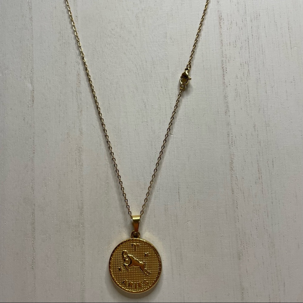 Aquarius, Aries Necklace_Signs and Symbols_Round Shape